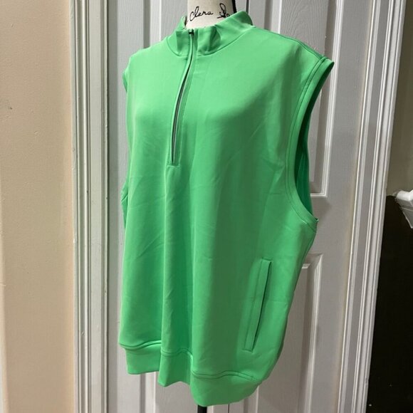 DONALD ROSS VEST PULLOVER PERFORMANCE GREEN LIME 1/4 ZIP UPF50 Sz XL GOLF SPORTY - Picture 2 of 14